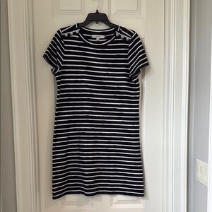 Navy and White Striped Dress. L. 36” long